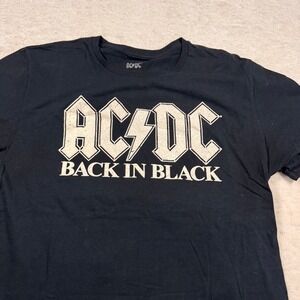 AC/DC Men's L Black "Back in Black" Band Short Sleeve T-Shirt